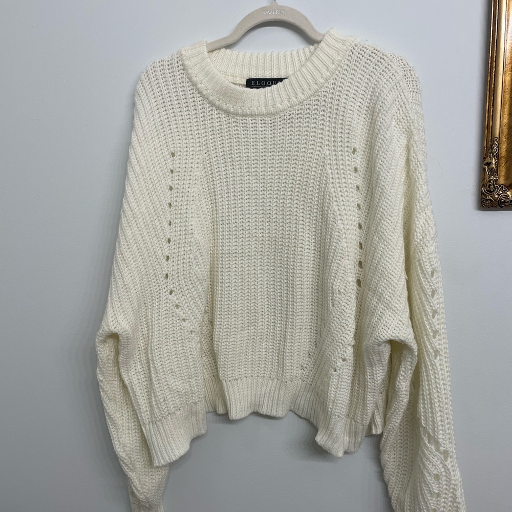 Plus Size Sweater with Pointelle Detail